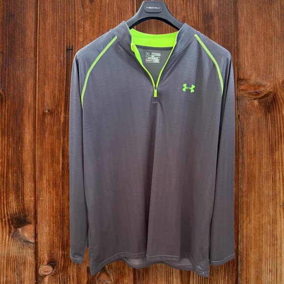 Under Armour Mens Long Sleeve Heatgear Performance Herringbone Half Zip Athletic - Picture 3 of 7